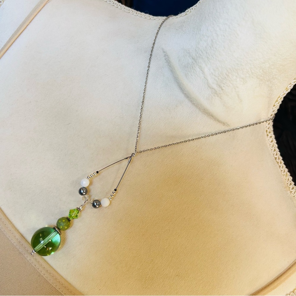 Handcrafted vintage bead changeable charm pendant on chain necklace
